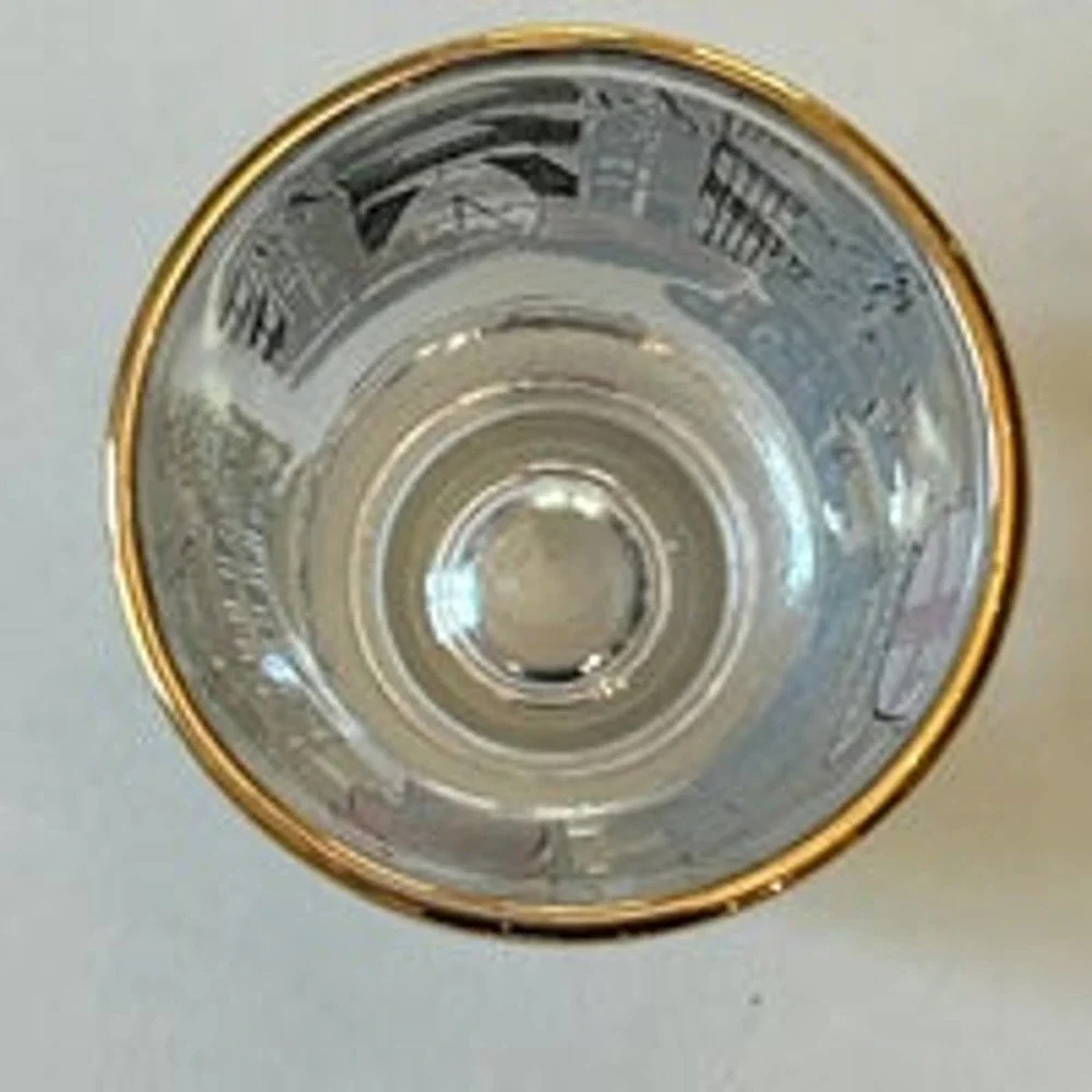 London England Shot Glass Gold Rimmed Full Wrap Scene Scenic‎